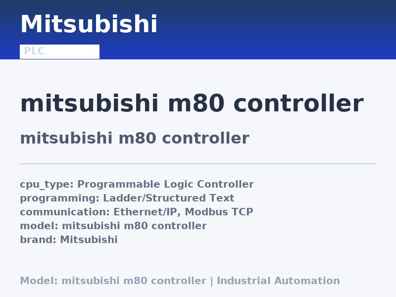 Mitsubishi mitsubishi m80 controller