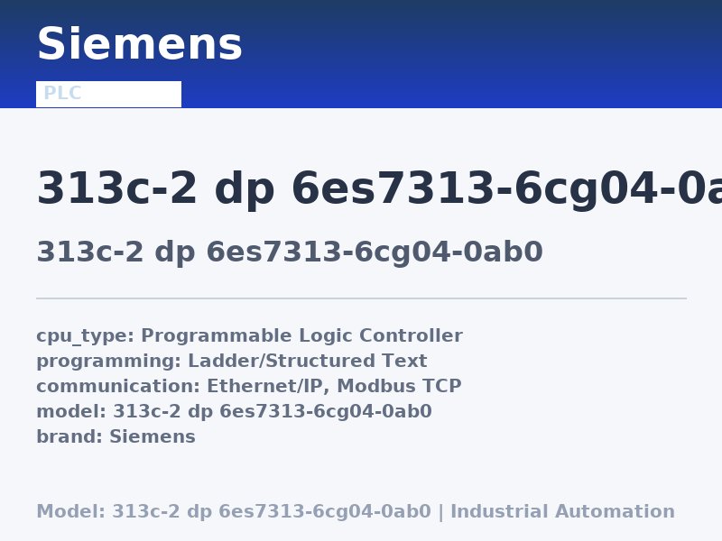 Siemens 313c-2 dp 6es7313-6cg04-0ab0