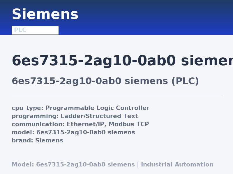 Siemens 6es7315-2ag10-0ab0 siemens