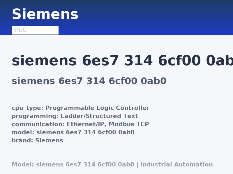 Siemens siemens 6es7 314 6cf00 0ab0