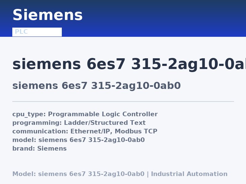 Siemens siemens 6es7 315-2ag10-0ab0